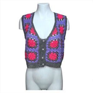 HANDMADE granny square pullover sweater vest